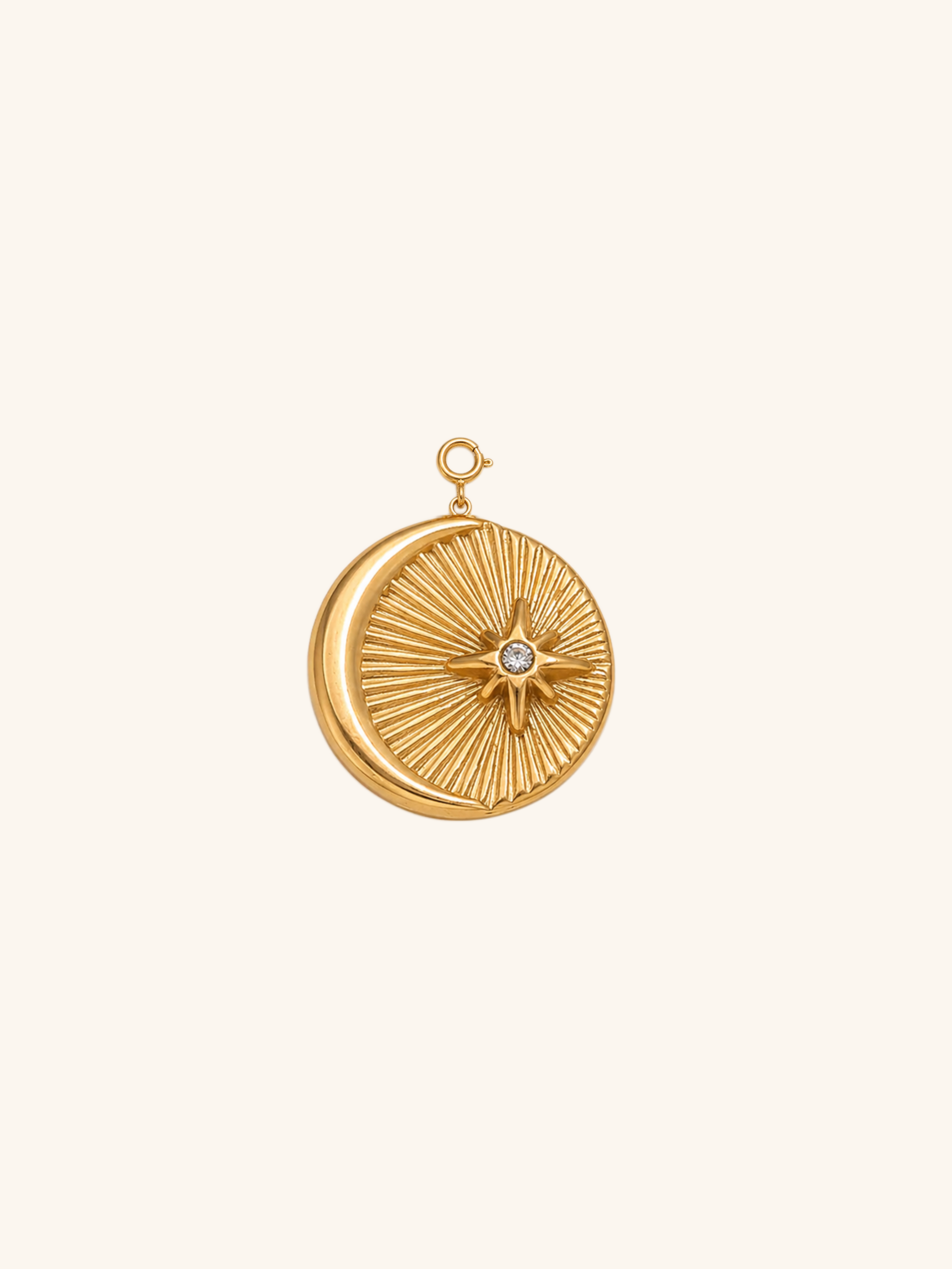 Crescent Starburst Charm (Interchangeable) – 18K Gold Plated Stainless Steel