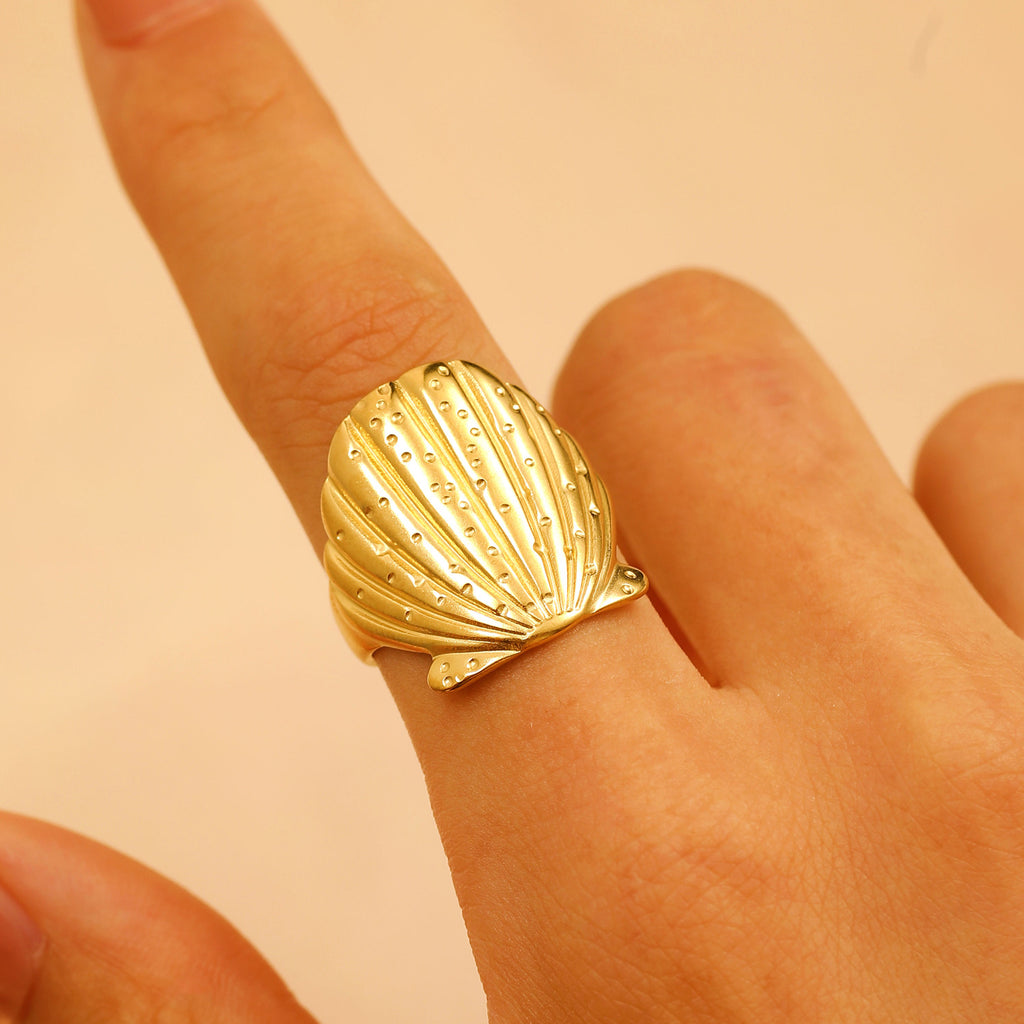 Shell Ring Stainless Steel 18K Gold Plated