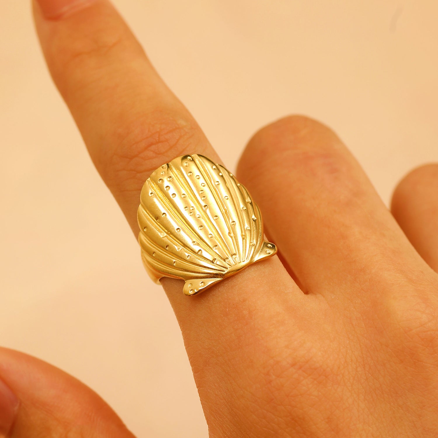 Shell Ring Stainless Steel 18K Gold Plated