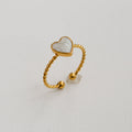 White Heart Ring Stainless Steel 18k Gold Plated