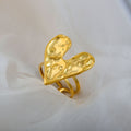 Hammered Heart Ring Stainless Steel 18K Gold Plated