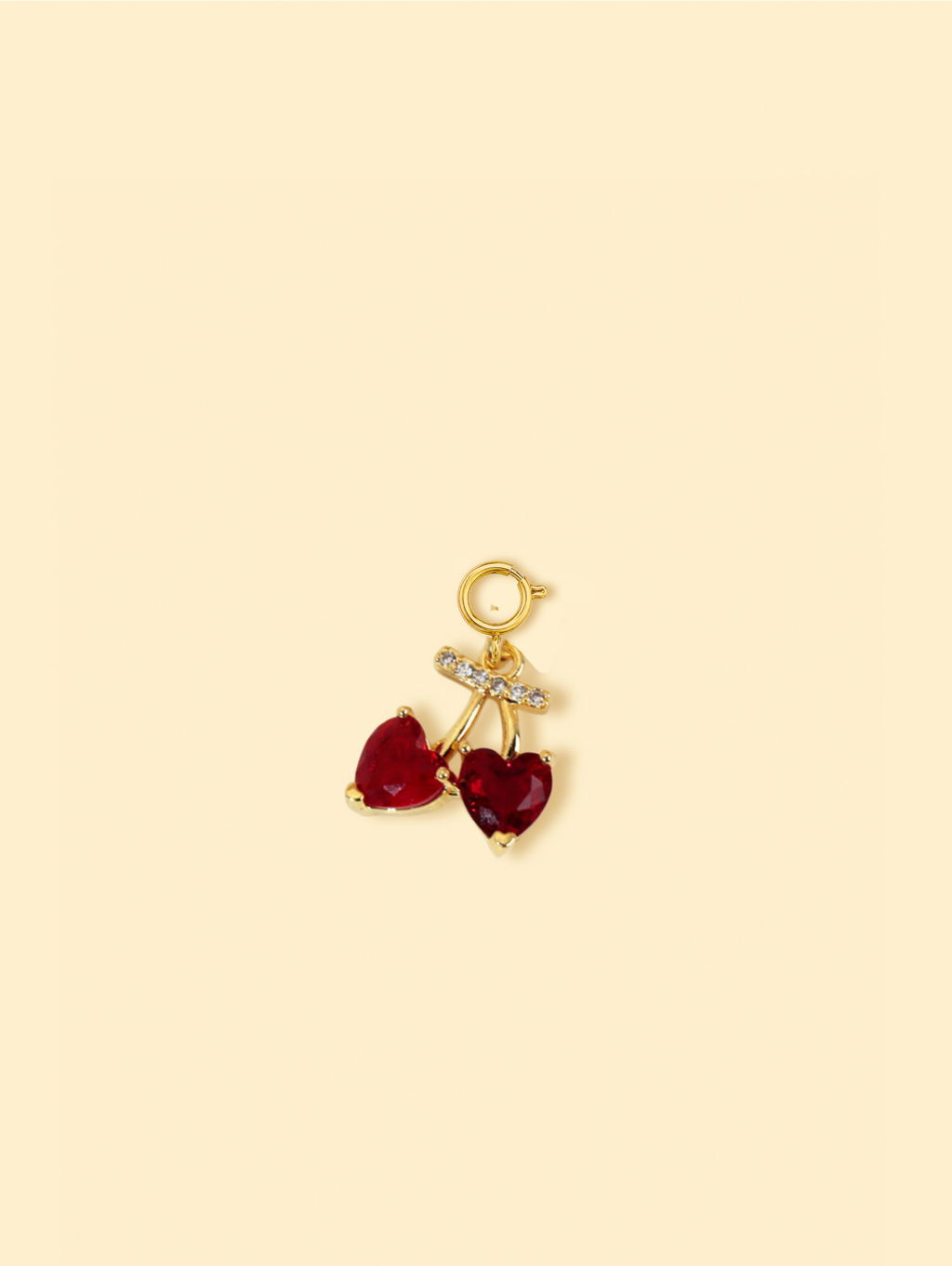 18K Gold Plated Copper Double Cherry Charm Pendant.
