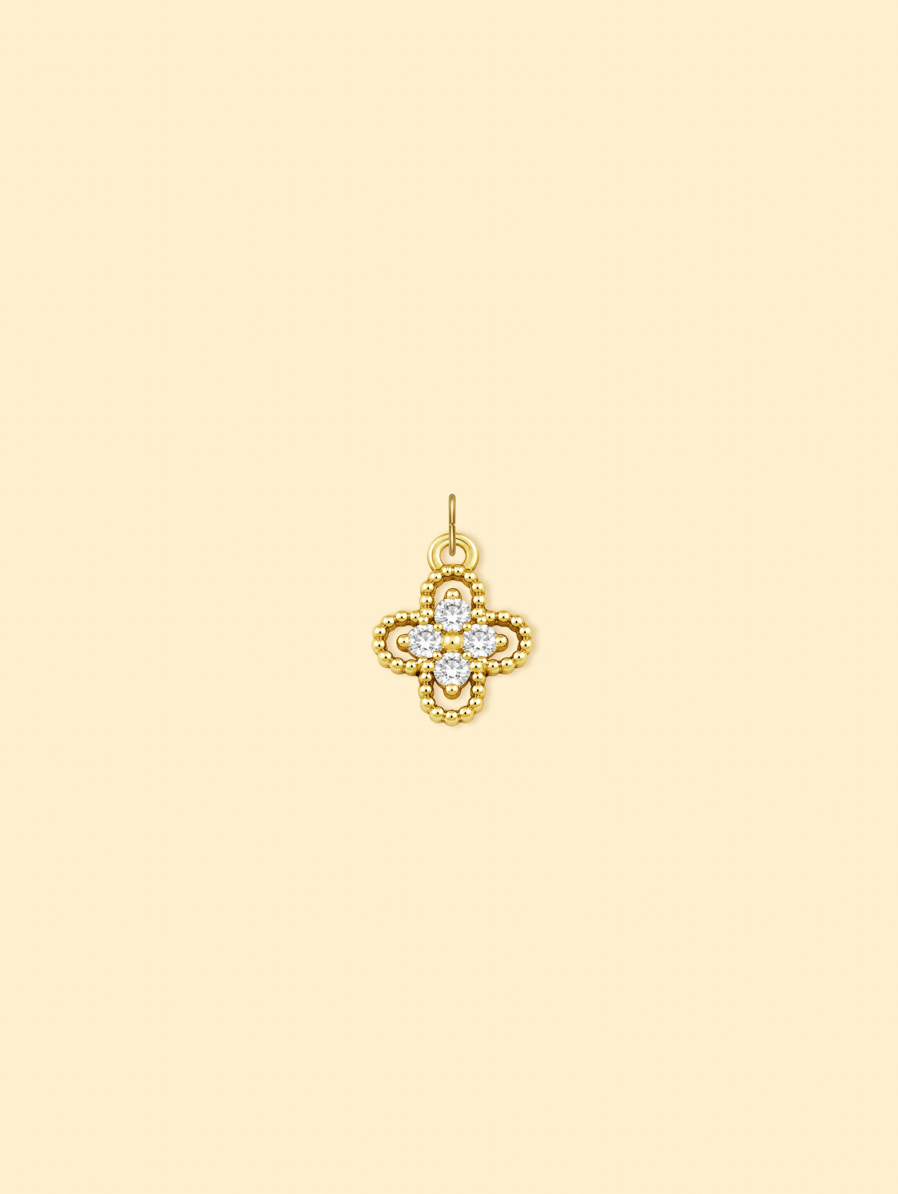 14K Gold Plated Copper Clover Zircon Charm