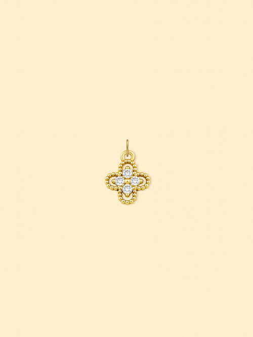 14K Gold Plated Copper Clover Zircon Charm