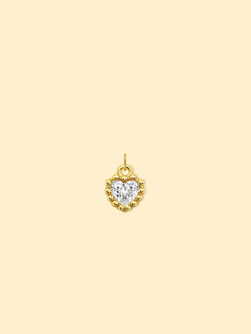 14K Gold Plated Copper Heart Zircon Charm.