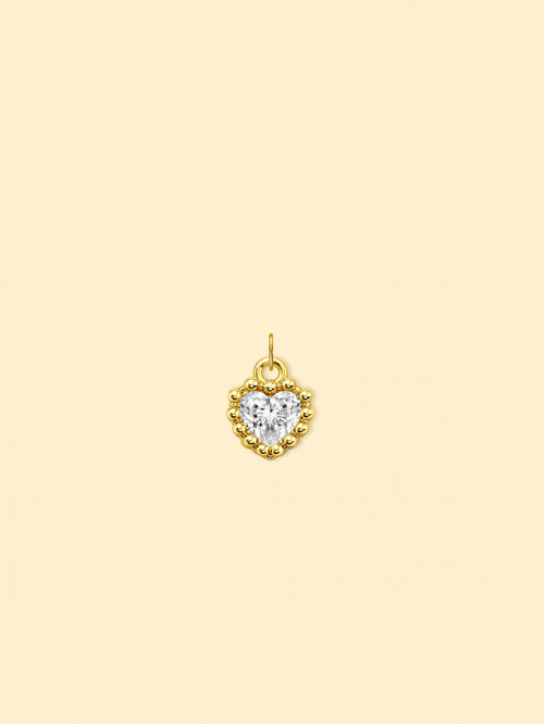 14K Gold Plated Copper Heart Zircon Charm.