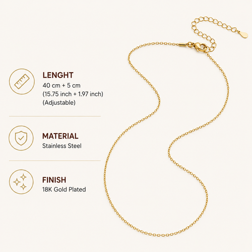 18K Gold Plated Minimal Cable Chain Necklace