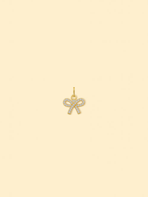 14K Gold Plated Copper Bow Charm.