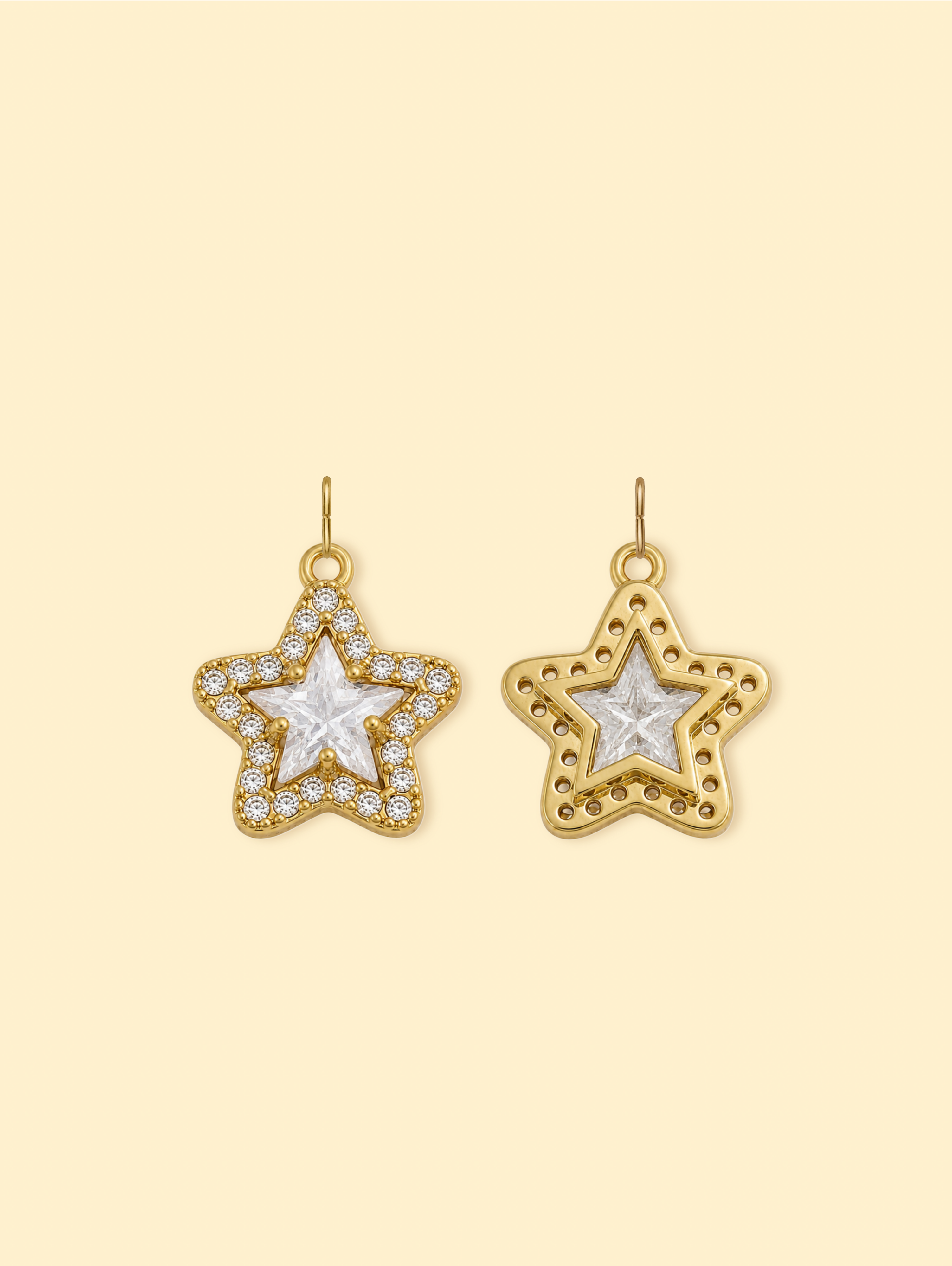 14K Gold Plated Star Zircon Charm (Copper)