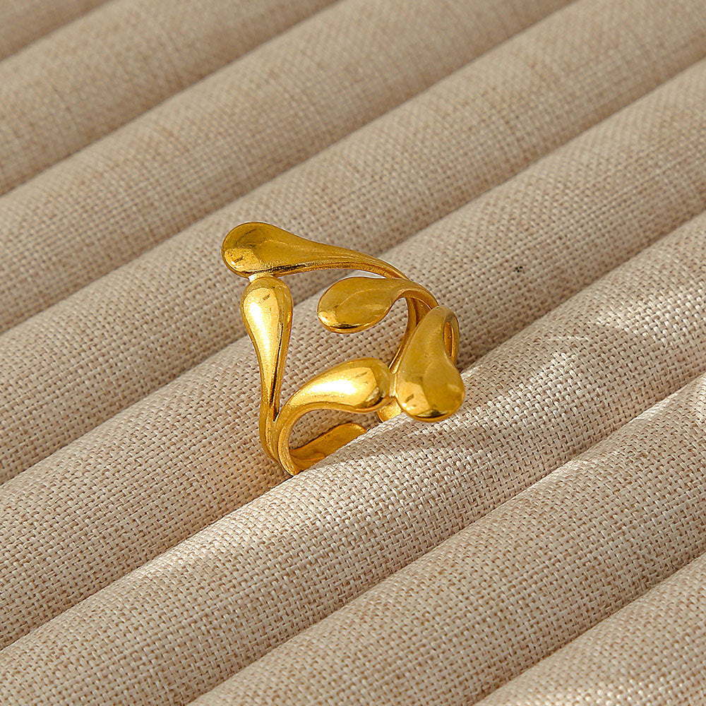 Teardrop Open Ring Stainless Steel 18K Gold Plated